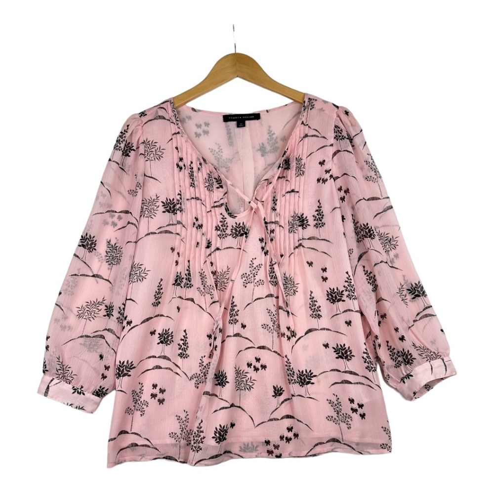 Tommy‎ Hilfiger Pink Floral Blouse Size Medium AS IS